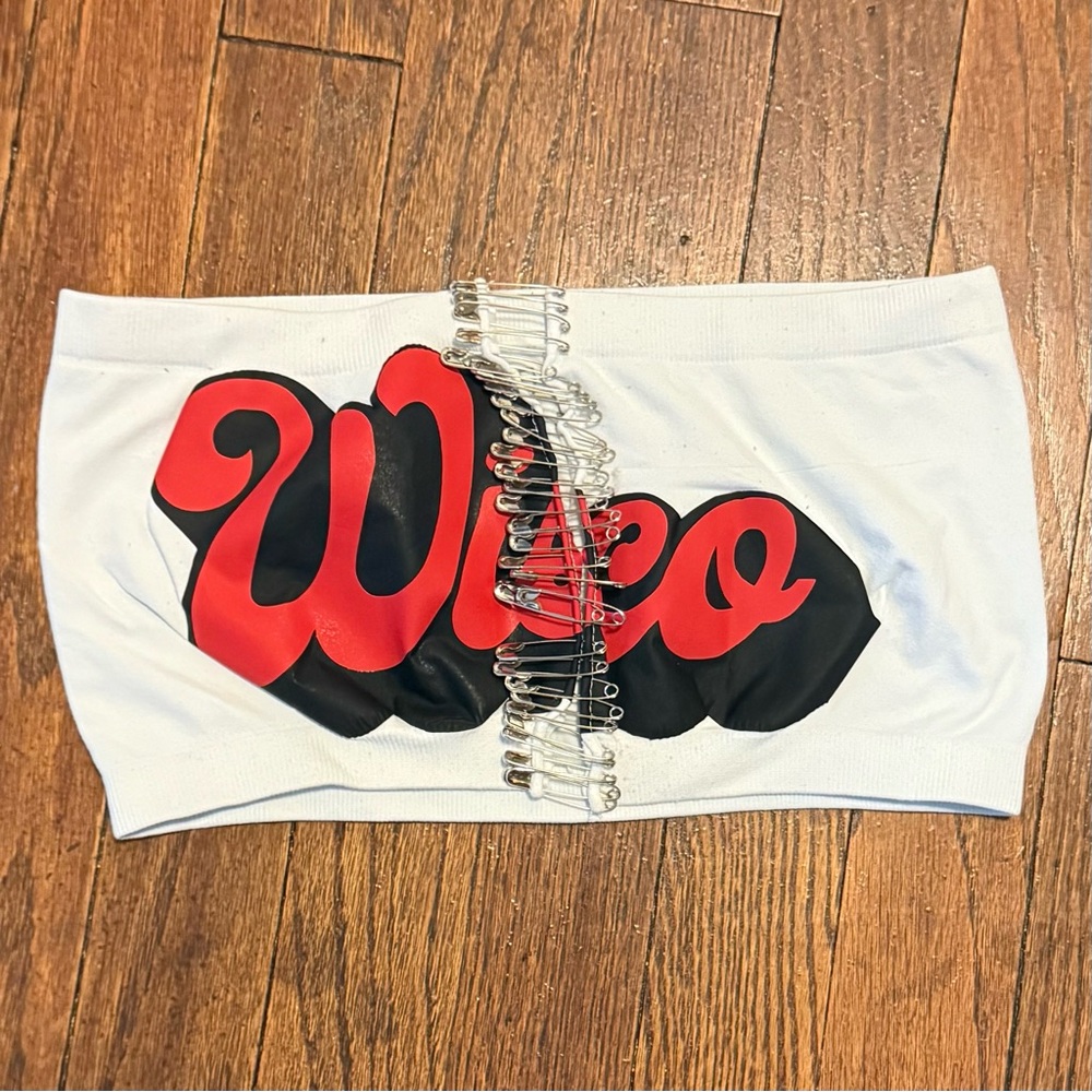Wisco University Of Wisconsin Safety Pin Game Day Tube Top, Size M/L Go Badgers